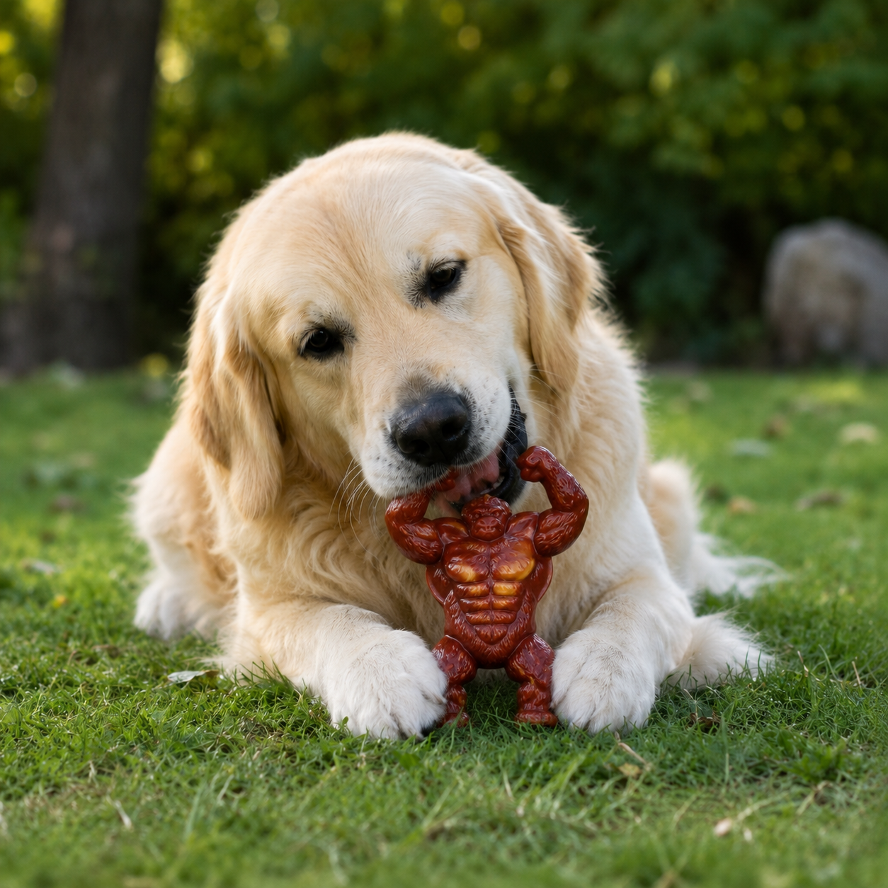 Gorilla shaped dog chew toy for medium to large dogs

